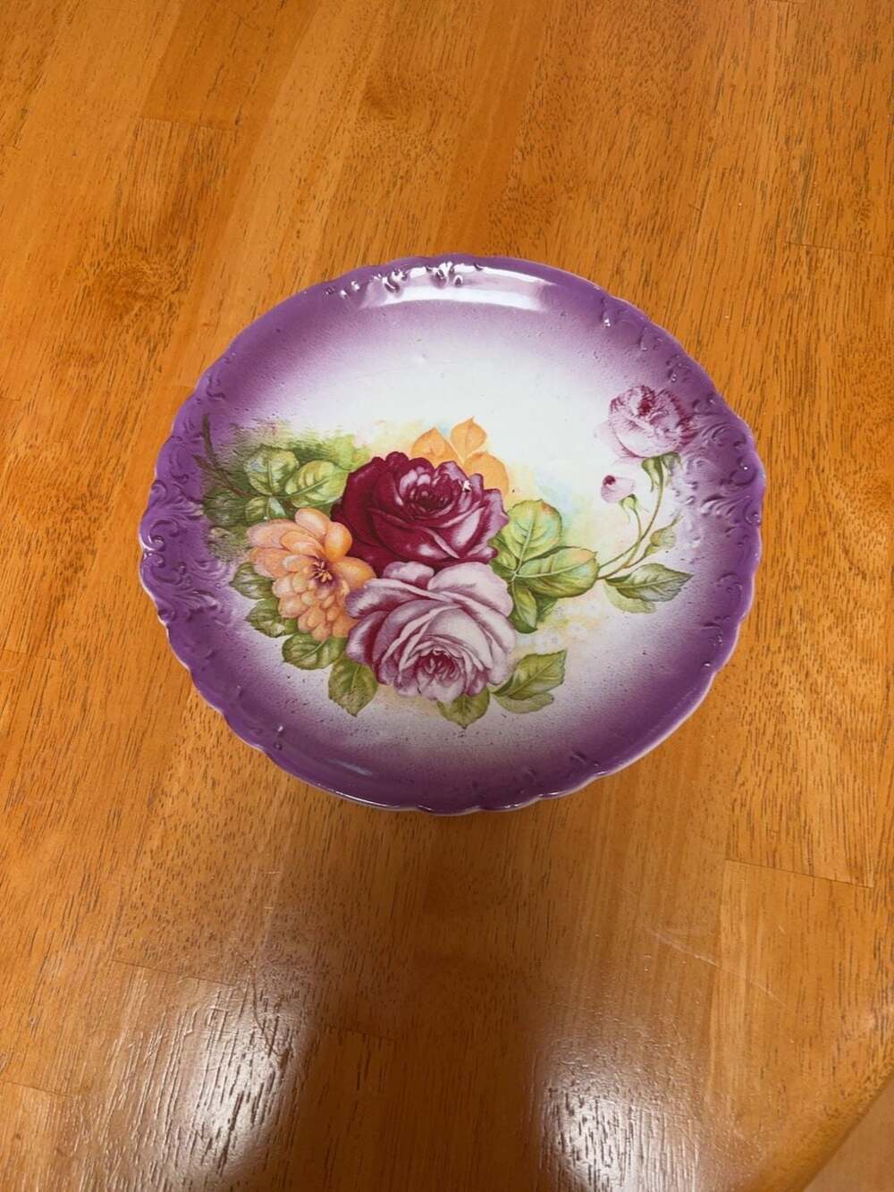 BAVARIA GERMANY HAND PAINTED CAKE PLATE TRAY ROSES GOLD FLORAL 12" Mignon Zs&CR